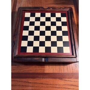 Vintage Wooden Multi Game Set 7-in-1 Chess Backgammon Checkers Dominoes Cribbage